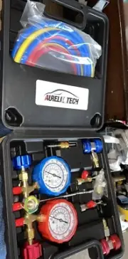 NEW AURELIO TECH 3 Way Auto Air conditioning manifold gauges, Unused New.