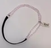 Cookie Lee Women's OS Genuine Crystal Headband Double Strand Pink Elastic NWT