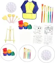 FELTECHELECTR 's Art Supplies 28pc Watercolour Painting Kit Brush Stencils Easel for Art Lessons DIY Activities