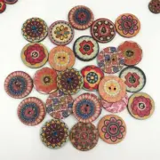 100PCS Large Flower Wood Buttons - 1" Decorative Sewing Buttons for Crafts