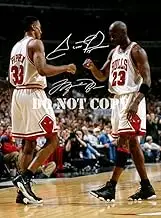 Michael Jordan & Scottie Pippen Signed Chicago Bulls Poster Wall Art for Living Room