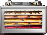 Food Dehydrator - with 6 Stainless Steel Trays -30-90℃ Temperature Control and 12 Hours Timer for Meat, Beef, Fruit, Vegetable, Pet Food, Herbs