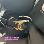 巴黎二手 CHANEL 香奈兒 3CM 腰帶 皮帶 雙C LOGO字母扣 女款 #