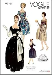 VOGUE Paper Patterns V2101H5 Misses' Dress with Belt and Sash H5(6-8-10-12-14)