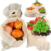 PEASUG 8 Pack Reusable Produce Bags, Mesh Produce Bags, Washable Cotton Bag, Reusable Vegetable Produce Bags for Grocery Fruits and Vegetable Shopping, Transporting Storing (2XL,2L,2M,2S)