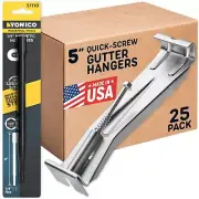 Quick Screw Gutter Hangers 5 Inch- 25 Pack - 5 Inch Gutter Clips with Bonus 6...