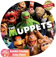 1 x THE MUPPETS Edible Cake Topper REAL ICING Sheet LARGE ROUND Kermit Animal