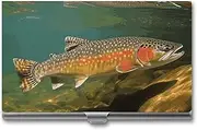 LKHDS Slim Aluminum Alloy Business Card Holder Brook Trout Fly Fishing Pocket Business Card Case Portable Business Card Wallet Business Card Holders Handheld Card Box for Women Men, style, One size