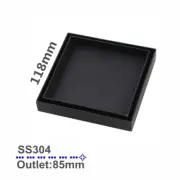 Black Shower Grate Floor Waste Drain Smart Insert Tile 120*120mm
