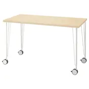 MITTCIRKEL / KRILLE desk, lively pine effect white, 120x60 cm