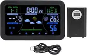 Weather Station Indoor Outdoor Thermometer, Digital Thermometer Humidity Monitor with Atomic Clock, Large Display with Adjustable Backlight, Temperature Humidity Monitor for Home