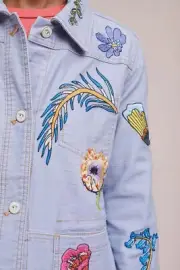 Anthropologie Floral Embroidered Patch Jacket Size XS Purple NWT