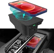 CarQiWireless Wireless Charger for Volvo XC90 S90 V90 XC60 V60 S60 2025 2024 2023 2017-2021 2022, Wireless Phone Charging Pad for Volvo Accessories 2018 2019 2020
