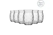 Bormioli Rocco 6 Piece Sour Pineapple Cocktail Glasses Set - Decorative Tropical Tiki Bar Drinking Tumblers - 455ml