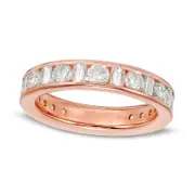 1.5 CT. T.W. Baguette and Round Natural Diamond Alternating Eternity Wedding Band in Solid 18K Rose Gold (G/SI2)