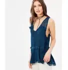 Free People Sleeveless Swing Trapeze Top Relaxed Teal Blue Small NEW NWT