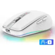 Wireless Mouse Type-C Bluetooth&2.4G Rechargeable RGB Mouse with USB Receiver