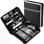 Nail Clippers Set 26 Piece Set Stainless Steel Nail Clippers Set Household Nail Cutter Suit with Box Trimmer Grooming Manicure Pedicure Nail Tools Nail Clippers Portable Set(Black)