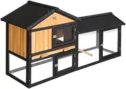 i.Pet Chicken Coop Large Rabbit Hutch, Coops Wooden Pet House Run Cage Walk in Door Guinea Pig Ferret Feeder Bunny Hen Chook, Outdoor Metal Roof Tray Hatch Nesting Box Farm DIY