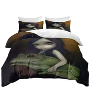 Cute Paintings Little Frog Girl Quilt Cover