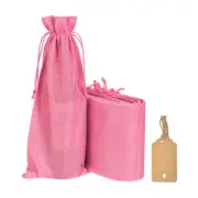 12Pcs Pink Burlap Wine Bags with Drawstrings and Tags for Wedding, Birthday