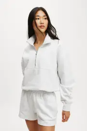 [Body] Body - Plush Essential Half Zip Jumper - Cloudy grey marle XL CLOUDY GREY MARLE