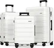 [BEOW] Luggage Sets 3 Piece Hardside Expandable Suitcase Set with Spinner Wheels Durable Lightweight Luggage with TSA Lock (Beige, 20in/24in/28in)