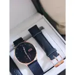NATURALLY JOJO 米蘭編織不鏽鋼手錶 JO96953-55R 藍X玫 /贈錶帶