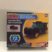 NEW Make It Blocks Pull Back Black Car - 72 pieces