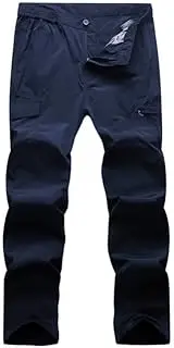 [Kolongvangie] Quick Dry Cargo Pants Men's Outdoor Casual Workout Breathable Hiking Pant with Multi-Pocket