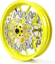Neon Yellow Front Wheel Rim and Brake Discs Rotors Compatible with Honda CBR1000RR 2006-2016, Motorcycle Replacement Accessories Parts