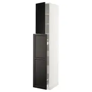 METOD / MAXIMERA hc w p-o func 4drw/1dr/2shlv, white/Lerhyttan black stained, 40x60x220 cm