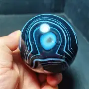 TOP 445G Natural Polished Banded Agate Crystal Sphere Ball Healing YWD771