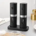 2pcs Black Electric Salt And Pepper Grinder Rechargeable Salt And Pepper Mill