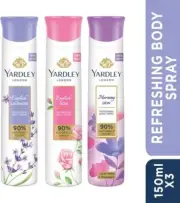 Yardley London Deo Tripack - English Lavender, English Rose, and Morning Dew Ref