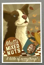 Mutt - Dog - Retro Mixed Nuts Ad - Lantern Press Postcard