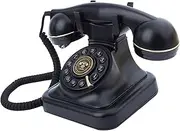 Corded Retro Phone Desktop Ornament Vintage Old Phone Retro Landline Phone for Bedroom, Black
