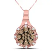 14k Rose Gold Round Brown Diamond Cluster Pendant 1/4 Cttw