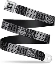 [Buckle-Down] Belt Seatbelt Buckle Hollywood Undead Logo Blocks Grays Black Mens Womens Kids Adjustable, Hollywood Undead, 1.0" Wide - Fits Pant Size 20-36