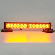 Wireless 12LED Emergency Strobe Light Bar with Magnetic Base Portable Roof Top Rechargeable Harzard Warning Light Bar for Trucks, Trailer, Tractor, Snow Plow,Construction Vehicles (Amber)