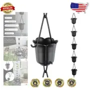 Transformative Tulip Rain Chain - 8.5ft of Black Aluminum Beauty for Exteriors