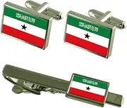 [Select Gifts] Somaliland Flag Cufflinks Tie Clip Matching Box Gift Set