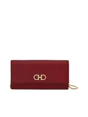 Ferragamo Clutch With Detachable Chainlink Strap