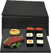 Zopeal 15 Pcs 12" X 10" Black Slate Charcuterie Boards Charcuterie Stone Plates with Natural Edge Slate Cheese Tray Serving Stone Board for Kitchen Dining Party Meat Fruits Display Chalkboard