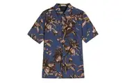 Ted Baker Unisex Adult Belmar Linen Blend Short-Sleeved Shirt (Navy) - UTGT1609