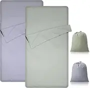 SmoothNovelty 2 Pack Sleeping Bag Liner Portable Polyester Microfiber Adult Sleep Sack with Pocket Bag Travel Self Tan Sheets for Hotel Summer Camping Hiking Business Outdoor Indoor
