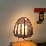 Japanese Style Rice Paper Table Lamp Akari Stand Light for Bedroom - Black