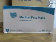 MEDICAL EARLOOP FACE MASKS, 3-Ply Blue LEVEL 1 ASTM F2100 (Box of 50)