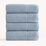 Renee Taylor Cambridge Textured 4 Piece Blue Mirage Bath Towel Pack