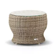 Newport Outdoor Wicker Round Side Table Brushed Wheat